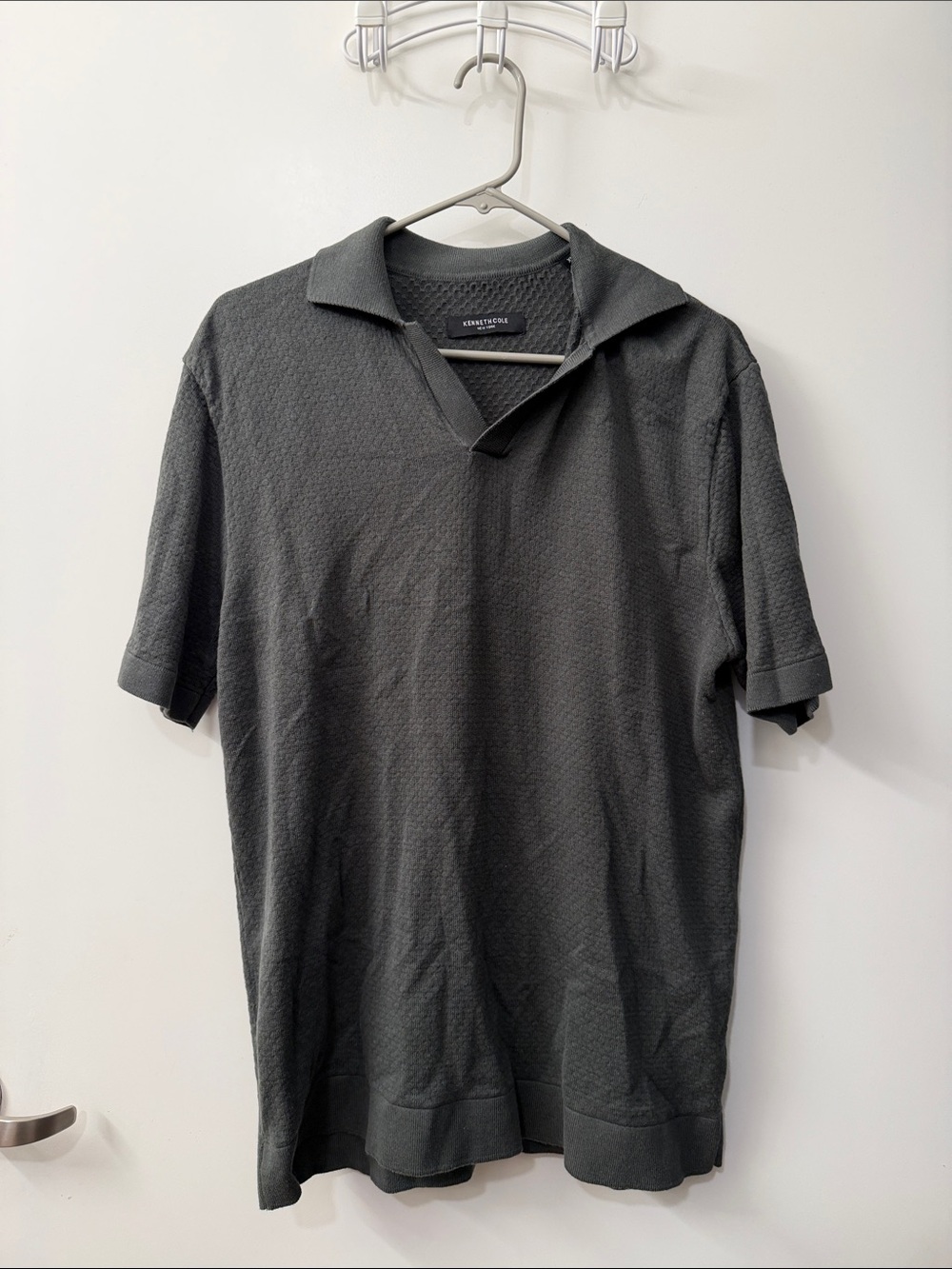 Kenneth Cole New York Dark Gray Open-Collar Polo